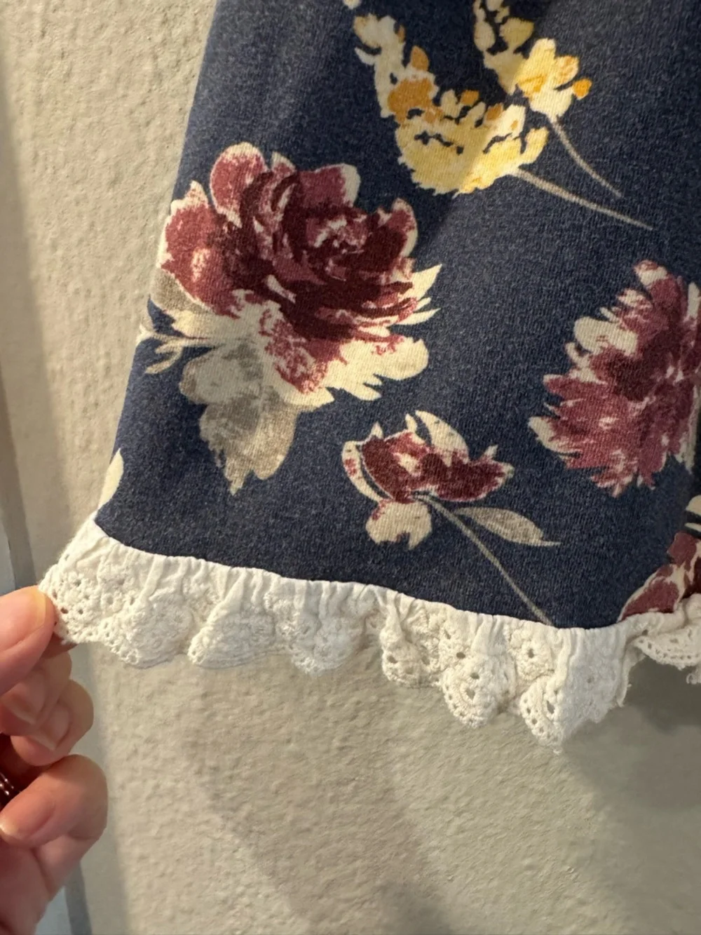 SweetHoney Navy Floral Tie-Back Dress with Burgundy and Cream Accents - Picture 6 of 6